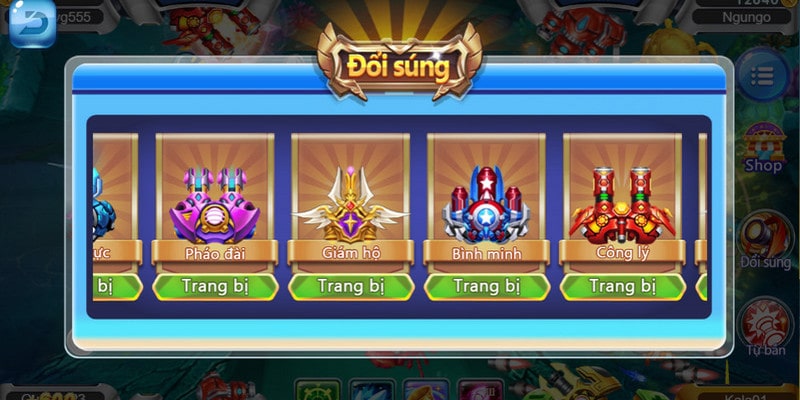 Kho vũ khí đặc sắc, nhiều cấp độ của game bắn cá H5